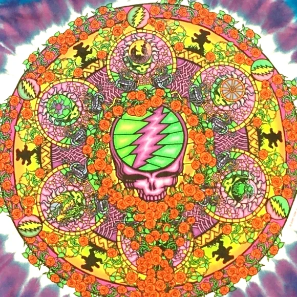 Grateful Dead "the wheel" tie dye w/print,vintage /new/never worn,XL - Picture 1 of 6